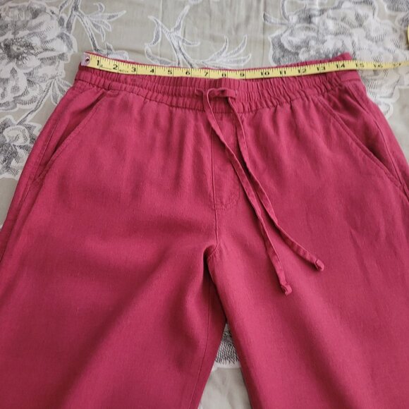 GAP Raspberry Easy Pant Linen Blend Drawstring Elastic Waist Small EUC - Picture 6 of 7